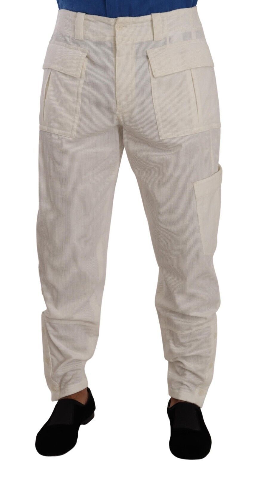 Dolce & Gabbana Off White Cotton Corduroy Cargo Pants - Zeiniez