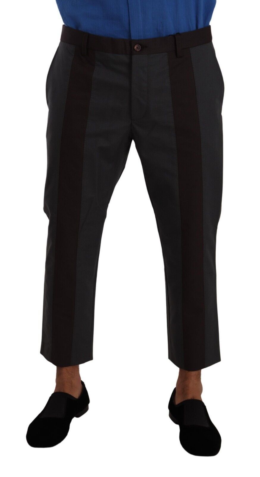 Dolce & Gabbana Gray Bordeaux Striped Cropped Trouser Pants - Zeiniez