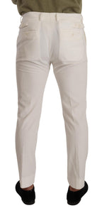 Dolce & Gabbana White Cotton Skinny Corduroy Trouser Pants - Zeiniez