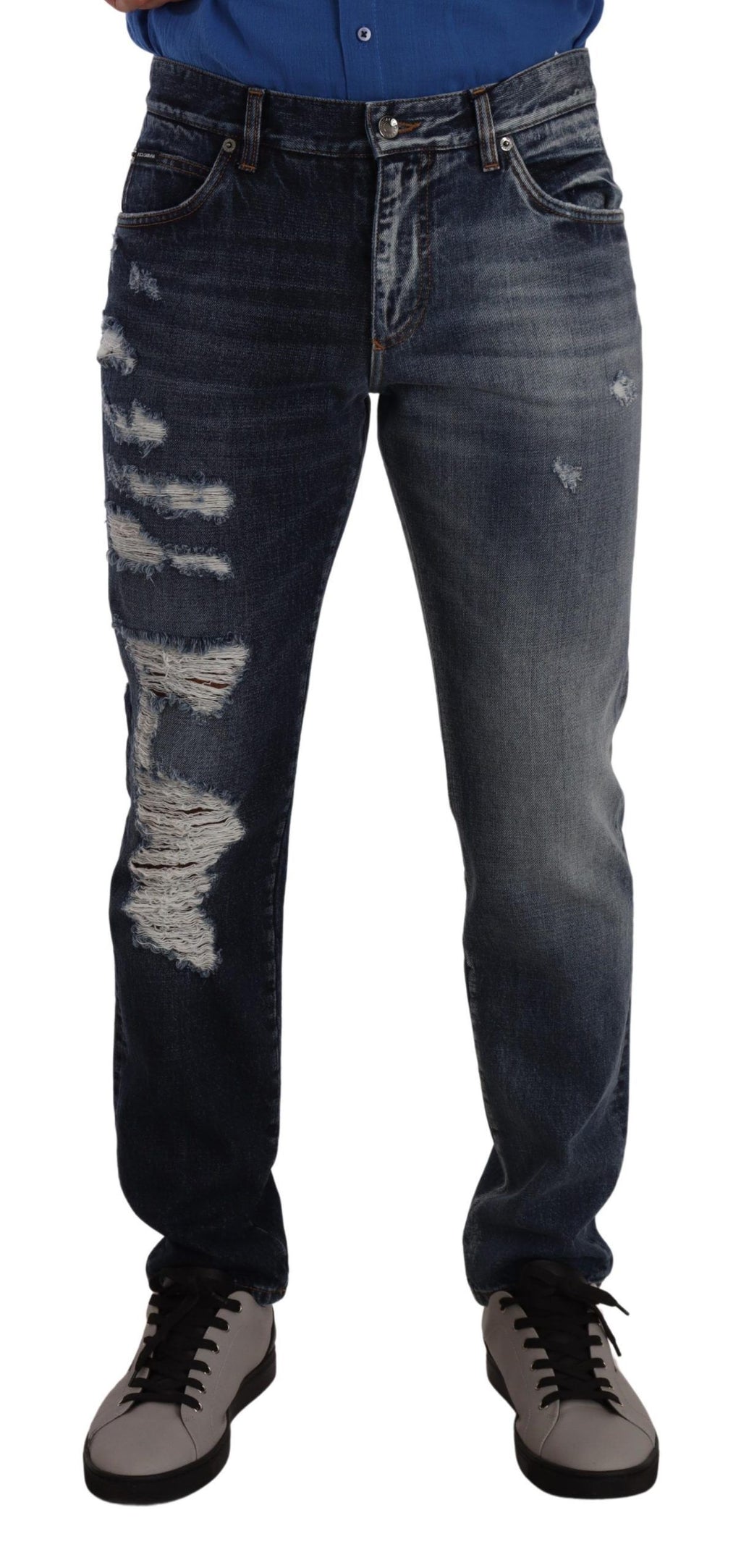Dolce & Gabbana Blue Cotton Regular Denim Trousers Jeans - Zeiniez