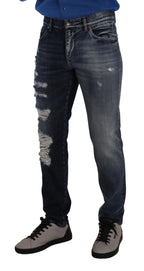Dolce & Gabbana Blue Cotton Regular Denim Trousers Jeans - Zeiniez