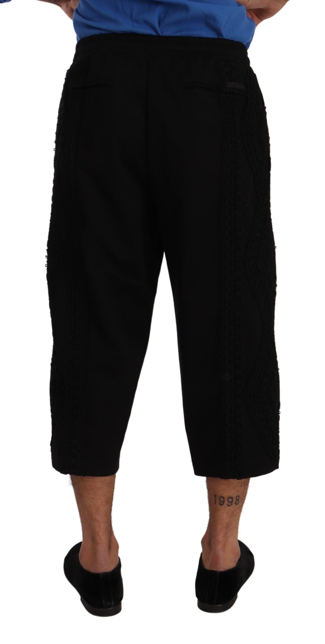 Dolce & Gabbana Black Cotton Torero Cropped Short Trouser Pants - Zeiniez