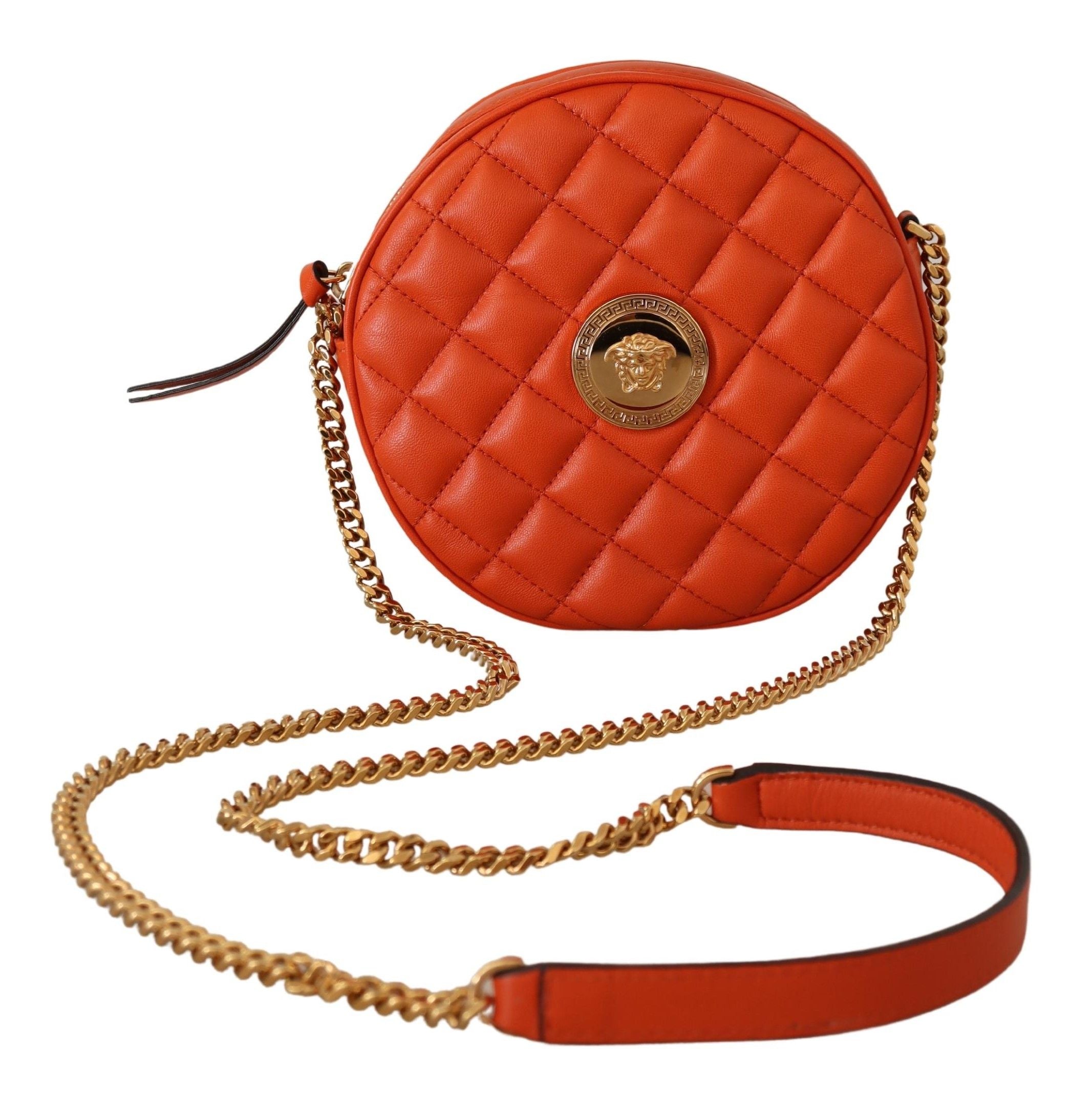 Versace Red Nappa Leather Medusa Round Crossbody Bag - Zeiniez