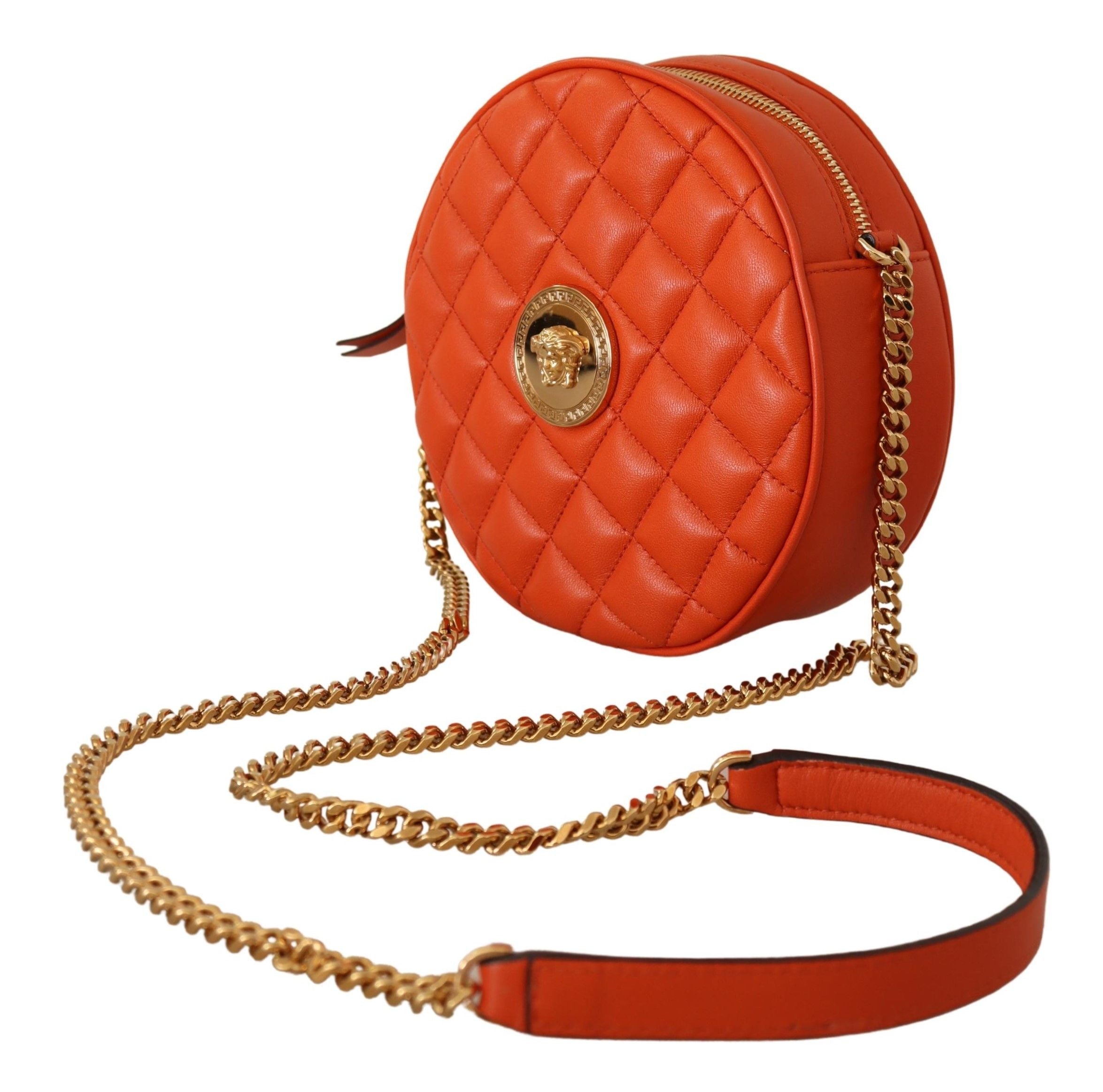 Versace Red Nappa Leather Medusa Round Crossbody Bag - Zeiniez