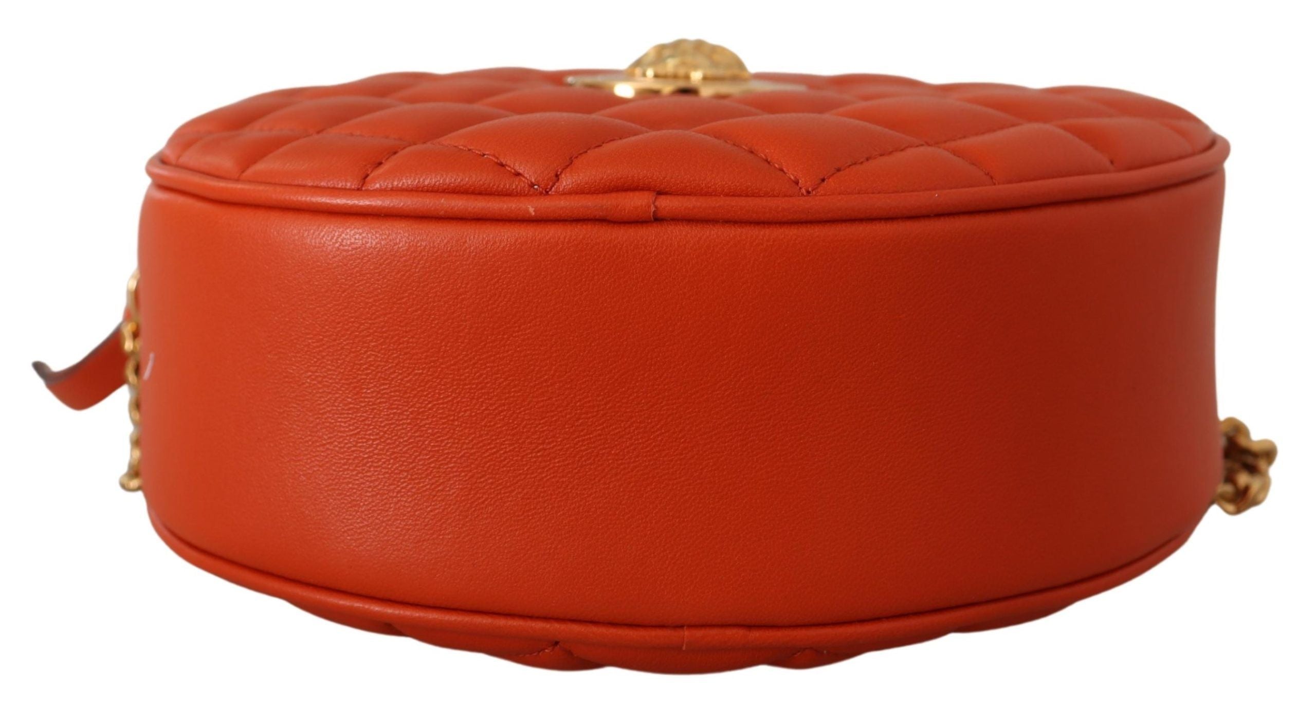 Versace Red Nappa Leather Medusa Round Crossbody Bag - Zeiniez
