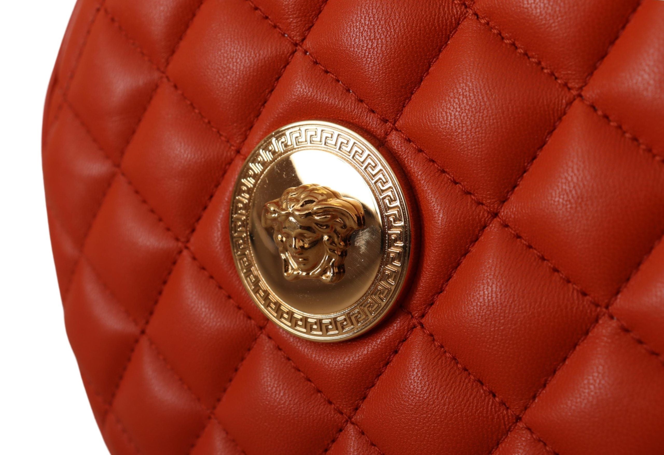 Versace Red Nappa Leather Medusa Round Crossbody Bag - Zeiniez