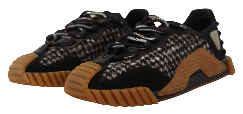 Dolce & Gabbana Black White Fabric Lace Up NS1 Sneakers - Zeiniez