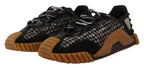Dolce & Gabbana Black White Fabric Lace Up NS1 Sneakers - Zeiniez