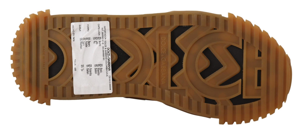 Dolce & Gabbana Black White Fabric Lace Up NS1 Sneakers - Zeiniez