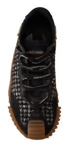 Dolce & Gabbana Black White Fabric Lace Up NS1 Sneakers - Zeiniez
