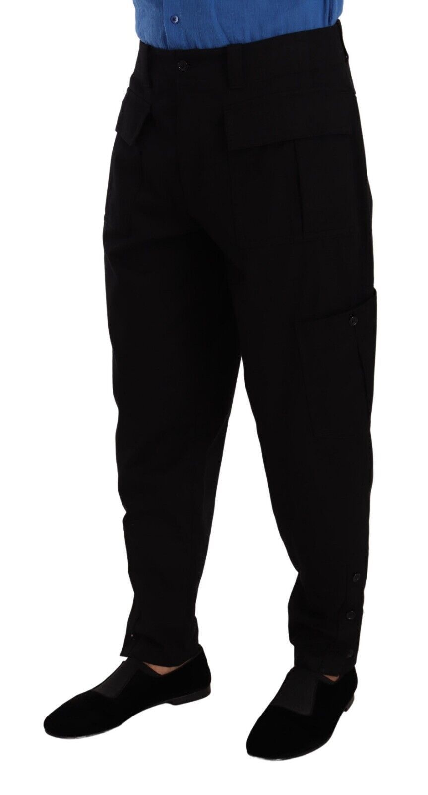 Dolce & Gabbana Black Cotton Stretch Tapered Cargo Pants - Zeiniez