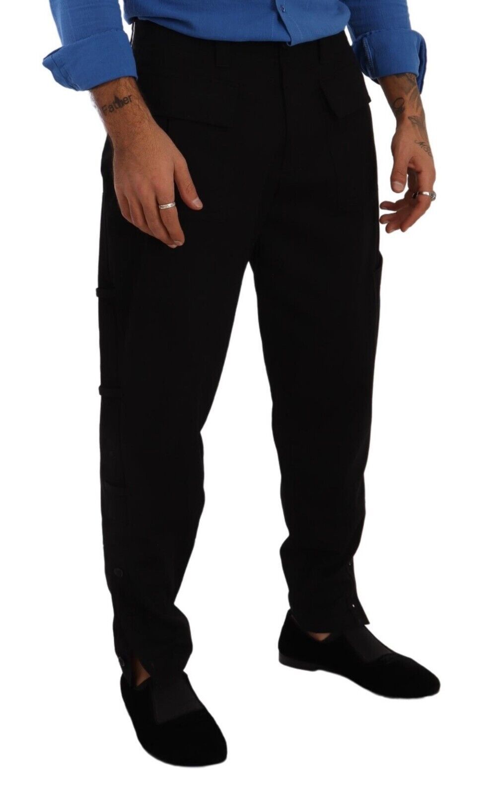 Dolce & Gabbana Black Cotton Stretch Tapered Cargo Pants - Zeiniez