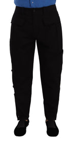 Dolce & Gabbana Black Cotton Stretch Tapered Cargo Pants - Zeiniez