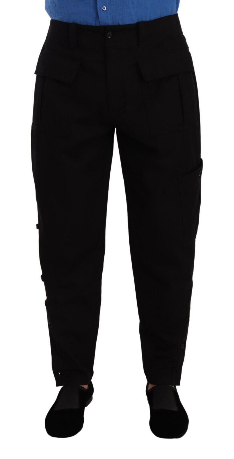 Dolce & Gabbana Black Cotton Stretch Tapered Cargo Pants - Zeiniez