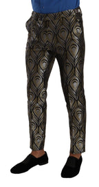 Dolce & Gabbana Silver Gold Jacquard Men Trouser Dress Pants - Zeiniez