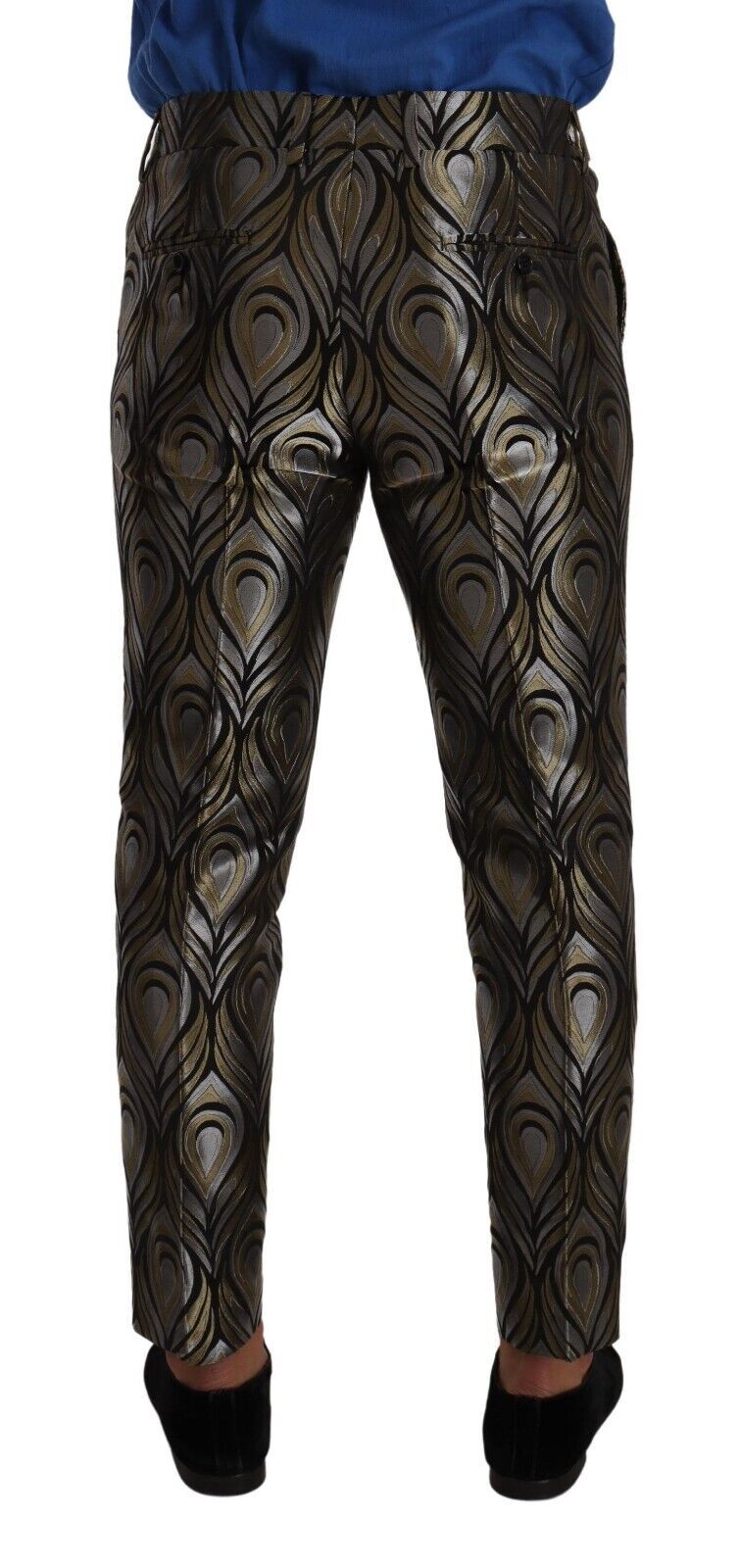 Dolce & Gabbana Silver Gold Jacquard Men Trouser Dress Pants - Zeiniez