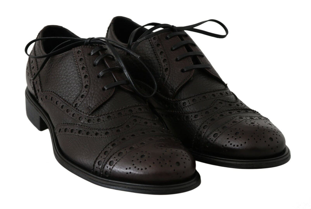 Dolce & Gabbana Brown Leather Wingtip Derby Formal Shoes - Zeiniez