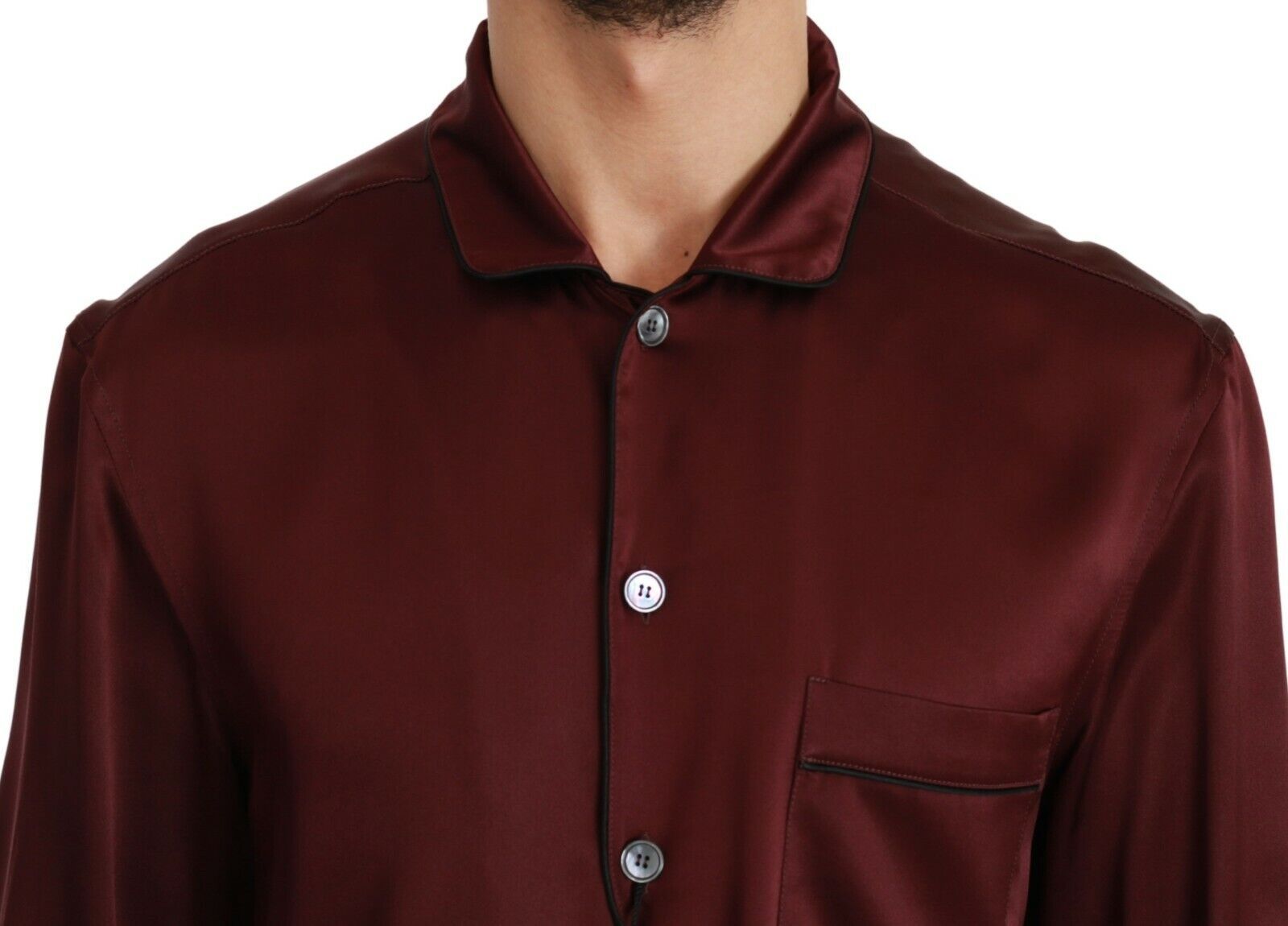 Dolce & Gabbana Bordeaux Silk Pajama Casual Shirt - Zeiniez