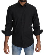 Dolce & Gabbana Black Cotton Formal Dress Men Top Shirt - Zeiniez