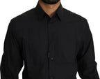 Dolce & Gabbana Black Cotton Formal Dress Men Top Shirt - Zeiniez