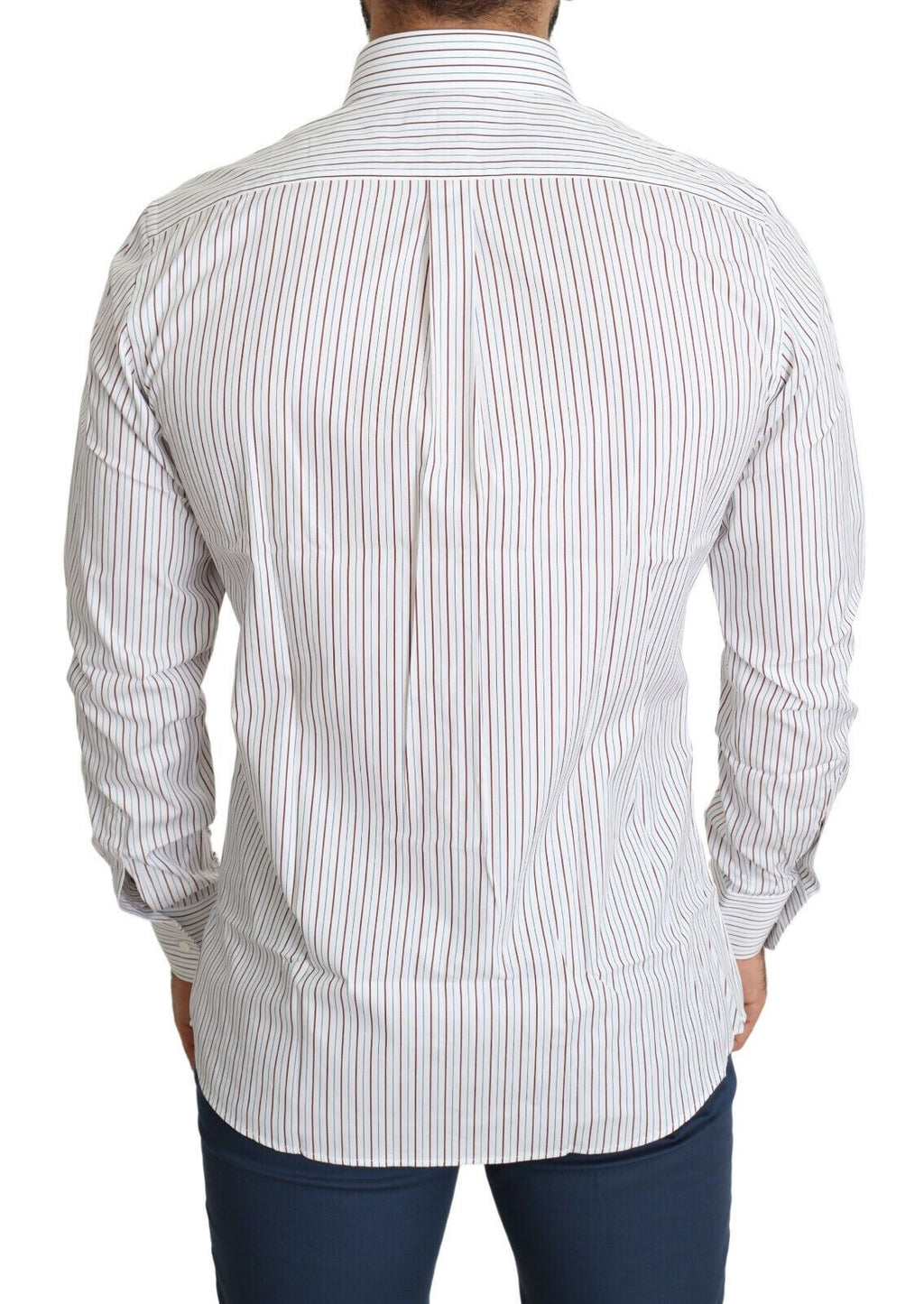 Dolce & Gabbana White Striped Formal MARTINI Shirt - Zeiniez