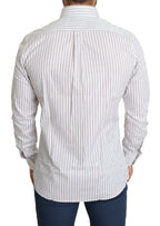 Dolce & Gabbana White Striped Formal MARTINI Shirt - Zeiniez