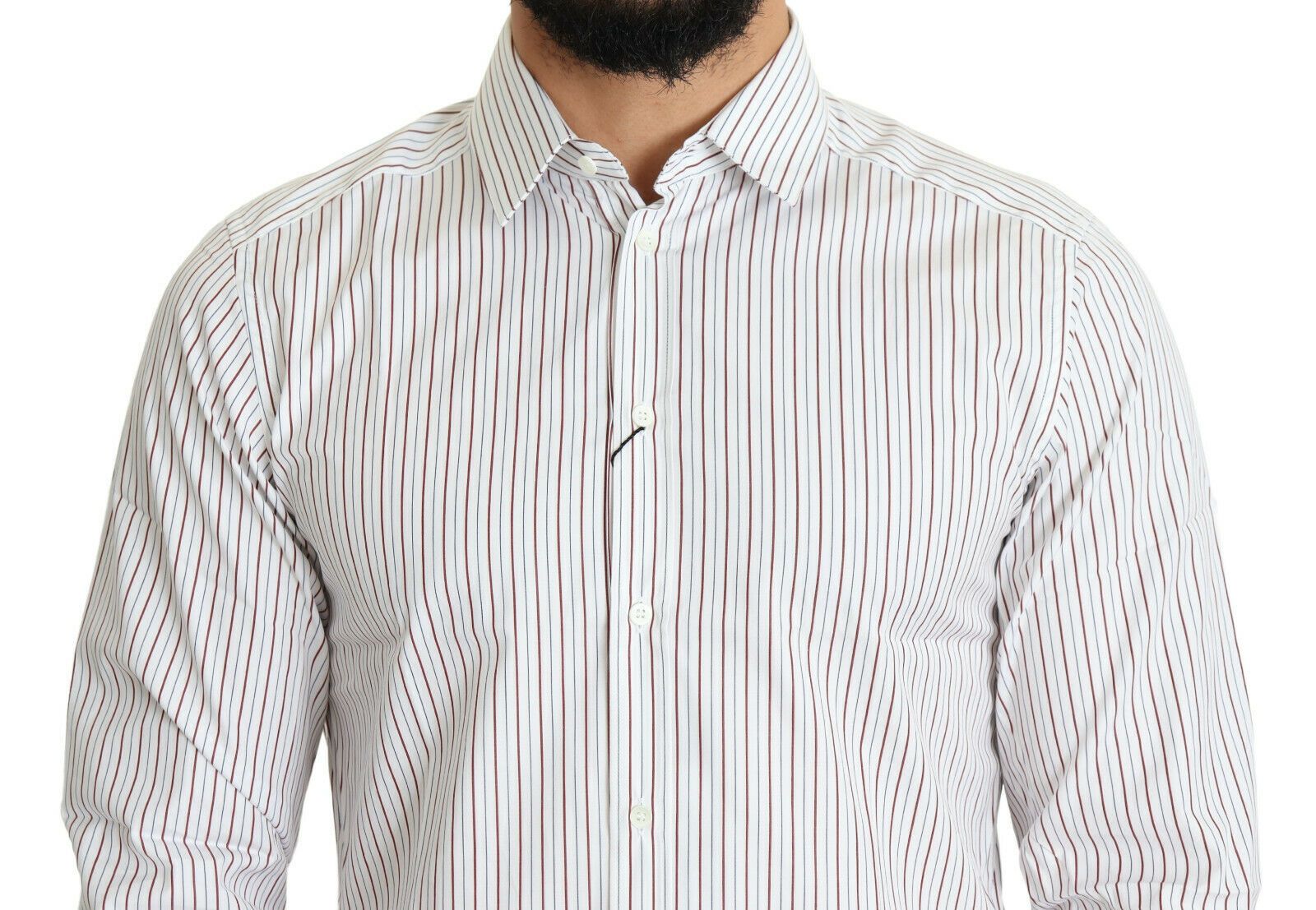 Dolce & Gabbana White Striped Formal MARTINI Shirt - Zeiniez