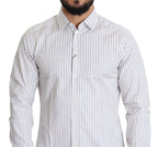 Dolce & Gabbana White Striped Formal MARTINI Shirt - Zeiniez