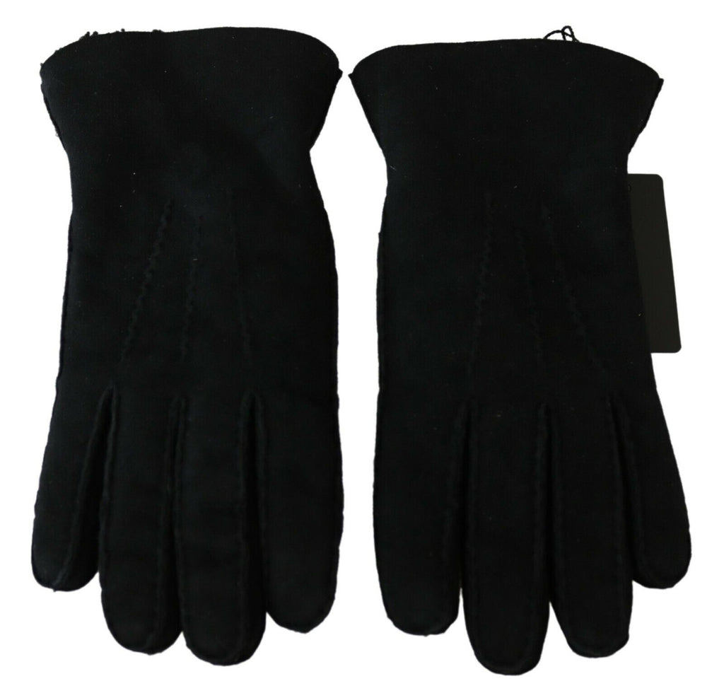 Dolce & Gabbana Black Leather Motorcycle Biker Mitten Gloves - Zeiniez