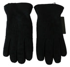 Dolce & Gabbana Black Leather Motorcycle Biker Mitten Gloves - Zeiniez