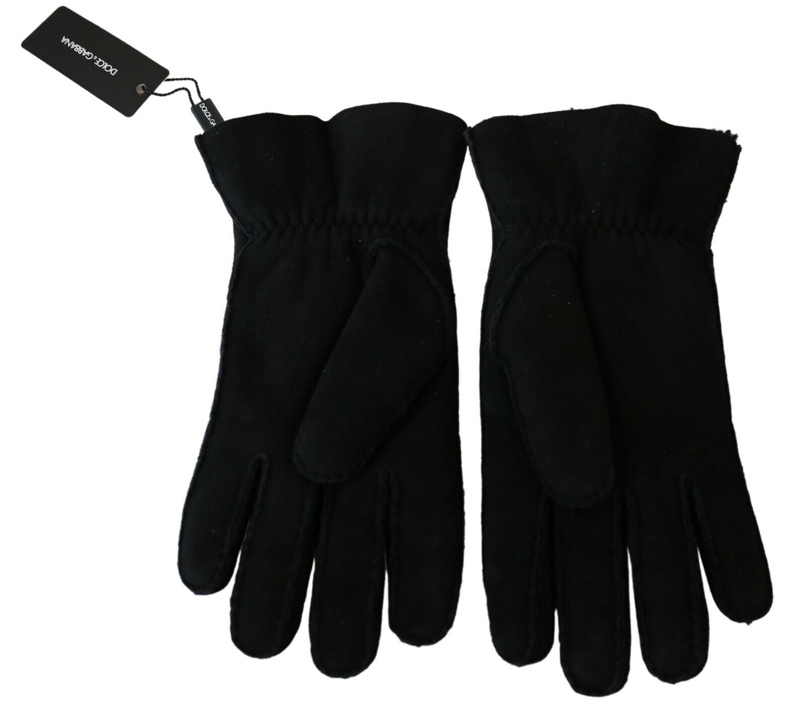 Dolce & Gabbana Black Leather Motorcycle Biker Mitten Gloves - Zeiniez