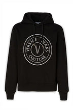 Versace Jeans Black Cotton Logo Details Hooded Sweatshirt - Zeiniez
