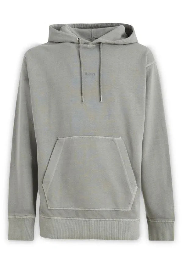Hugo Boss Grey Cotton Logo Details Hooded Sweatshirt - Zeiniez