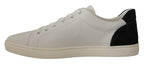 Dolce & Gabbana White Black Leather Low Shoes Sneakers - Zeiniez