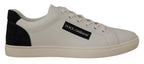 Dolce & Gabbana White Black Leather Low Shoes Sneakers - Zeiniez