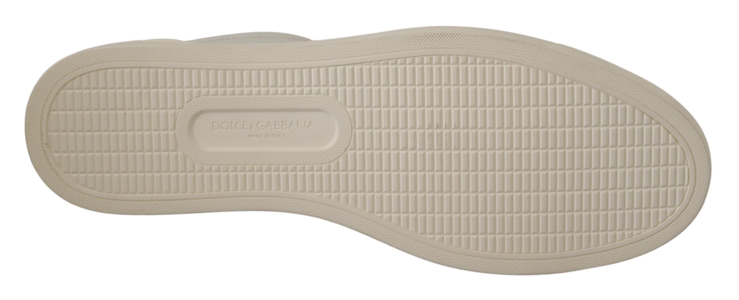 Dolce & Gabbana White Black Leather Low Shoes Sneakers - Zeiniez