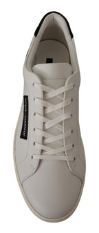 Dolce & Gabbana White Black Leather Low Shoes Sneakers - Zeiniez