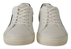 Dolce & Gabbana White Black Leather Low Shoes Sneakers - Zeiniez