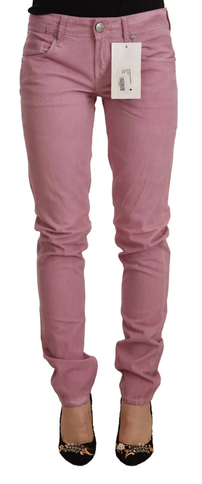 Acht Pink Cotton Slim Fit Women Denim Skinny Jeans - Zeiniez