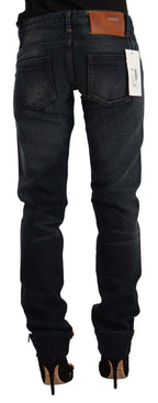 Acht Black Washed Cotton Skinny Denim Low Waist Jeans - Zeiniez