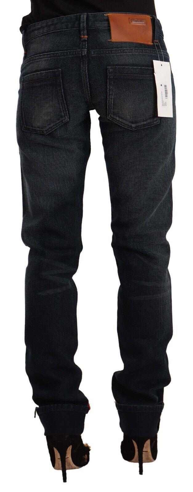 Acht Black Washed Cotton Skinny Denim Low Waist Jeans - Zeiniez