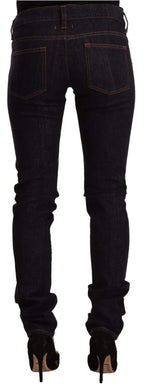 GF Ferre Black Mid Waist Cotton Denim Skinny Jeans - Zeiniez