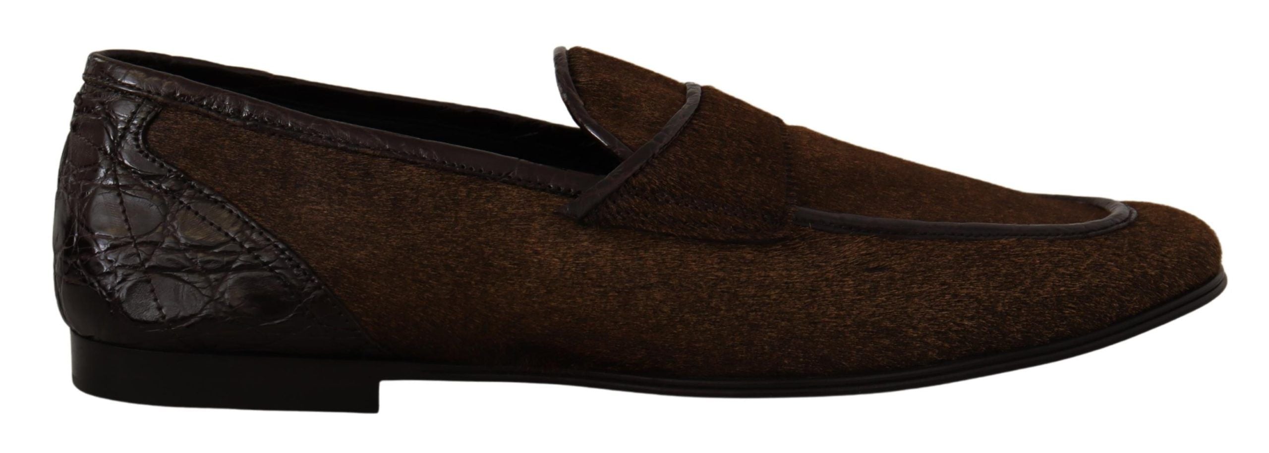 Dolce & Gabbana Shoes Dress Loafers Brown Leather Slip Shoes - Zeiniez