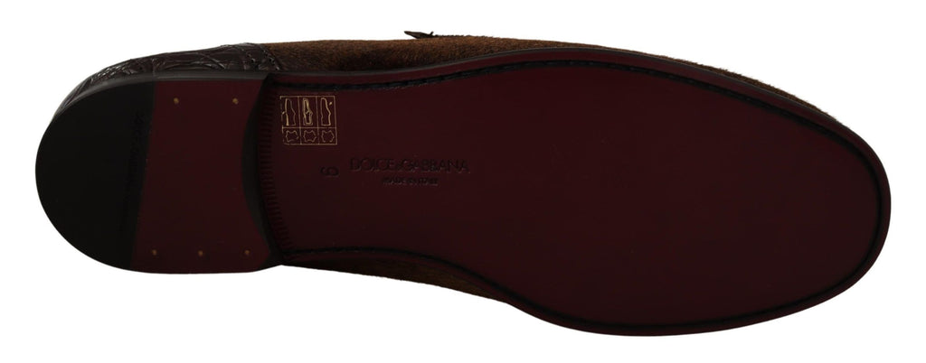Dolce & Gabbana Shoes Dress Loafers Brown Leather Slip Shoes - Zeiniez