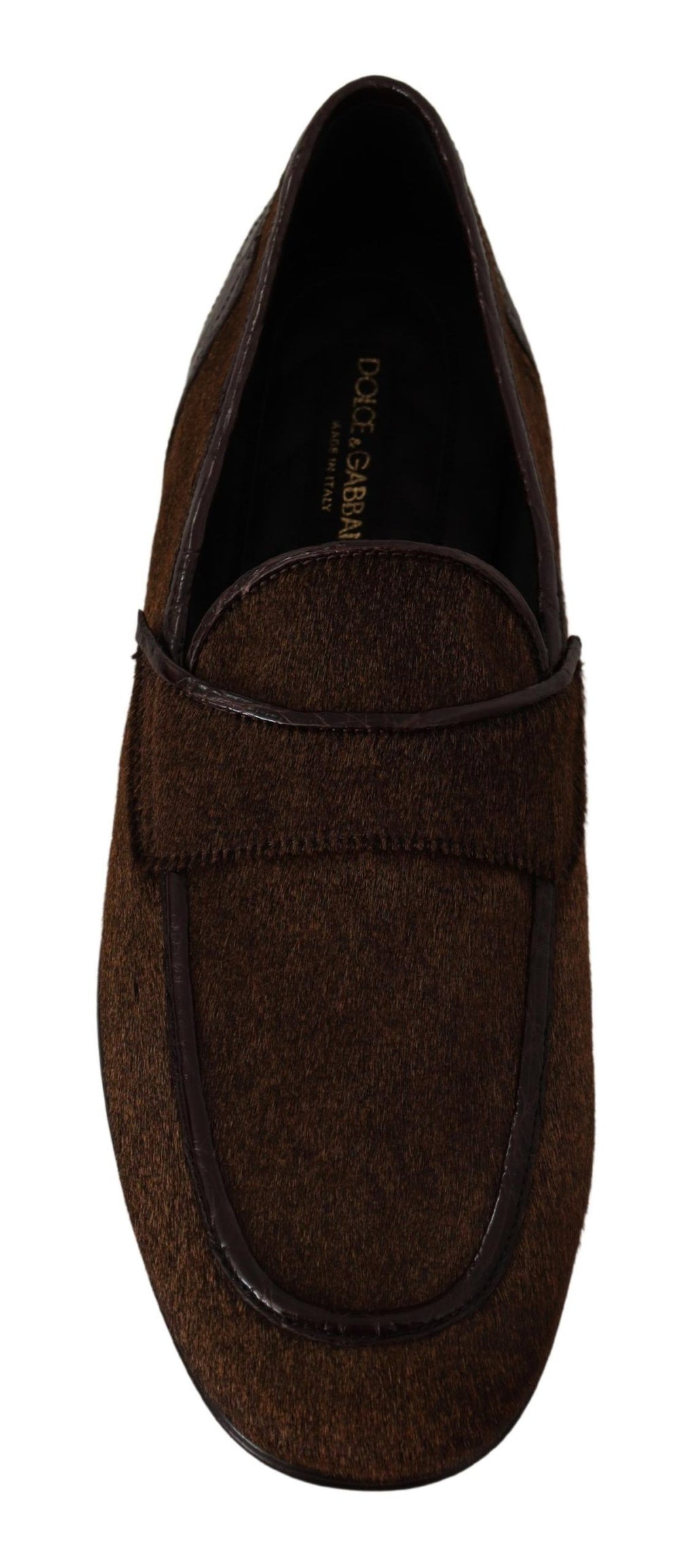Dolce & Gabbana Shoes Dress Loafers Brown Leather Slip Shoes - Zeiniez