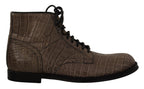Dolce & Gabbana Gray Crocodile Leather Derby Boots - Zeiniez