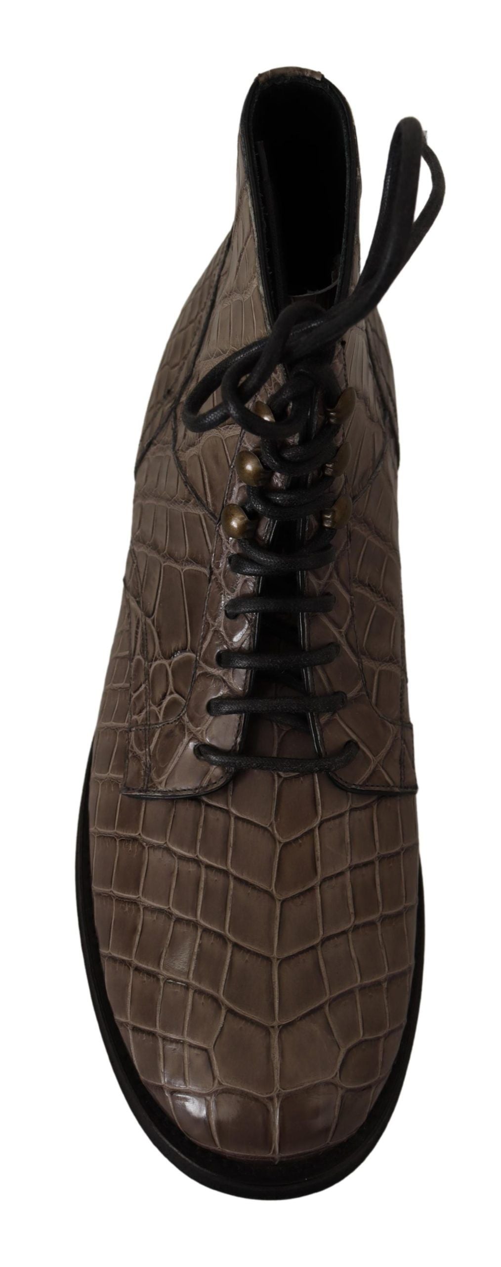 Dolce & Gabbana Gray Crocodile Leather Derby Boots - Zeiniez