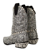 Dolce & Gabbana Black Suede Strass Crystal Cowgirl Boots - Zeiniez