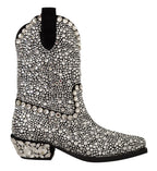 Dolce & Gabbana Black Suede Strass Crystal Cowgirl Boots - Zeiniez