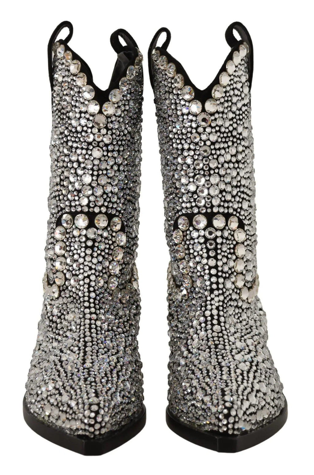 Dolce & Gabbana Black Suede Strass Crystal Cowgirl Boots - Zeiniez